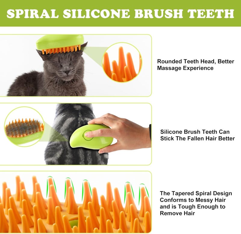 DUMPILL Steam Brush for Cats Shedding, 3 in 1 Steamy Water Pet Hair Removal Comb with Steamer, Spritz Comb for Dog, Indoor Cat Spray Mist Grooming Defur Brush, Cepillo Vapor Gato Perro, Steaming Cleaning Spa - Image 4